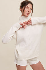 Cream Ultra Soft Mock Neck Sweater