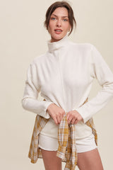 Cream Ultra Soft Mock Neck Sweater