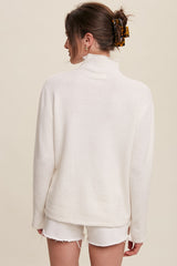 Cream Ultra Soft Mock Neck Sweater