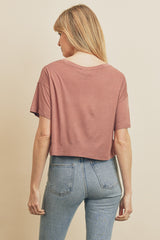 Brick Rose Cropped Boxy Tee