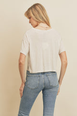 Light Oatmeal Cropped Boxy Tee