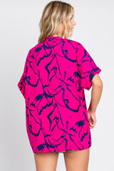 Magenta Printed V-Neck Top