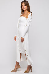 White Ribbed Dress Set