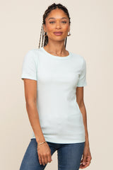 Mint Ribbed Short Sleeve Maternity Top