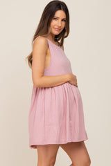 Mauve Sleeveless Babydoll Maternity Mini Dress