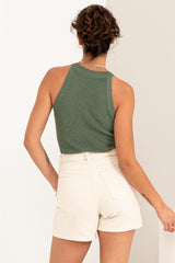 Olive Sleeveless Halter Top