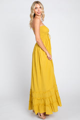 Yellow Smocked Cutout Back Maxi Dress