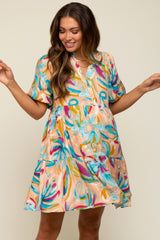 Multicolor Abstract Floral Maternity Dress