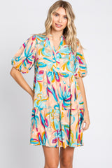 Multicolor Abstract Floral Dress