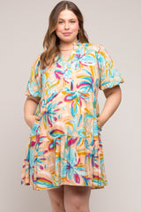 Multicolor Abstract Floral Maternity Plus Dress