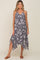 Charcoal Floral Handkerchief Maternity Midi Dress
