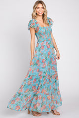 Jade Floral Ruffle Tiered Maternity Maxi Dress