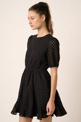 Black Eyelet Detail Mini Dress