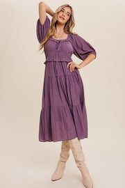 Plum Ruffle Front Tie Tiered Maxi Dress