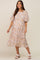 Beige Floral Chiffon Puff Short Sleeve Tiered Maternity Midi Dress