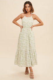 Mint Cut Out Bow Back Cami Maxi Dress