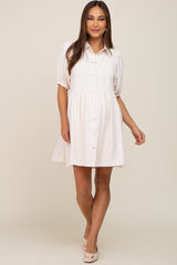 Cream Button Down Maternity Mini Dress