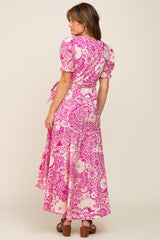 Magenta Floral Paisley Wrap Dress