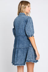 Blue Chambray Tiered Shirt Dress