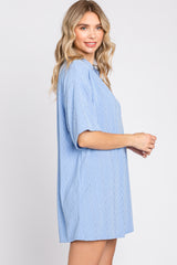 Blue Terry Cloth Collared Romper