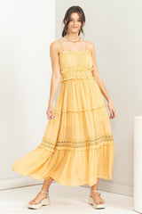 Yellow Ruffle Tiered Maxi Dress