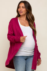 Magenta Front Pocket Maternity Cardigan