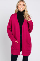 Magenta Front Pocket Cardigan