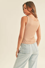 Mustard Stripe Square Neck Tank Top