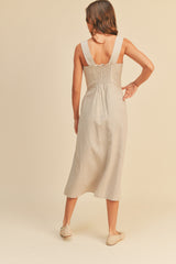 Oatmeal Linen Slit Dress