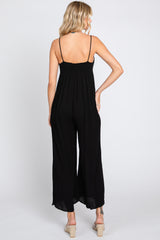 Black Front Tie Sleeveless Jumpsuit