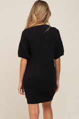 Black Short Sleeve Oversized Maternity T-Shirt Dress