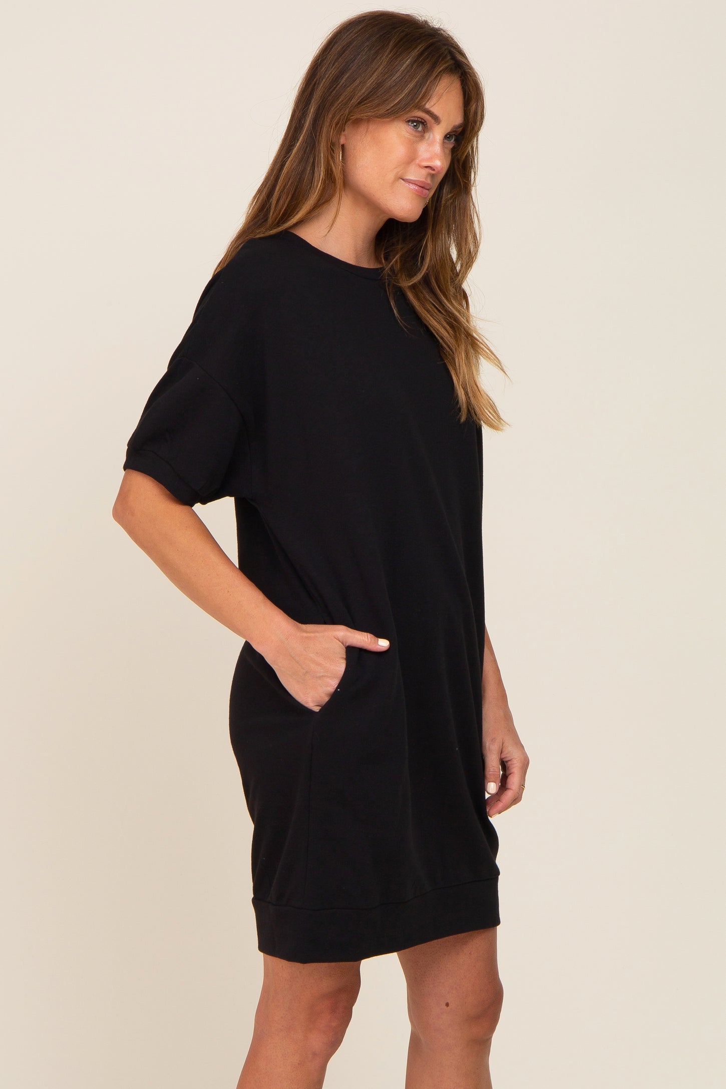 Black Short Sleeve Oversized T-Shirt Dress