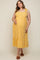 Yellow Ruffle Strap Back Tie Maternity Plus Midi Dress