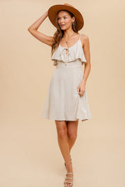 Oatmeal Camisole Ruffle Mini Dress