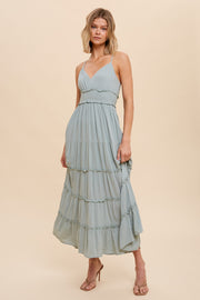 Dusty Sage Cross Tie Back Cami Maxi Dress