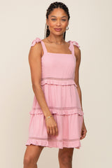 Pink Sleeveless Tiered Dress