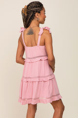 Pink Sleeveless Tiered Dress