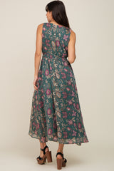 Forest Green Floral Maxi Dress