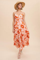 Orange Cross Tie Back Cami Maxi Dress