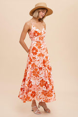 Orange Cross Tie Back Cami Maxi Dress