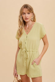 Mint Cotton Gauze Easy Romper