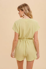 Mint Cotton Gauze Easy Romper