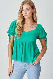 Kelly Green Sweetheart Neck Top