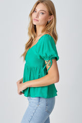 Kelly Green Sweetheart Neck Top