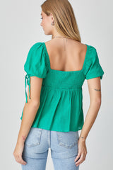 Kelly Green Sweetheart Neck Top