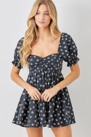 Black Rouched Baby Doll Romper