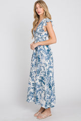 Slate Blue Woven Printed Midi Dress