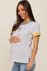 Blue Striped Colorblock Maternity Top