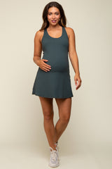 Forest Green Tennis Racerback Maternity Romper Dress