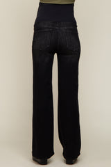 Black Faded Flare Leg Maternity Jeans